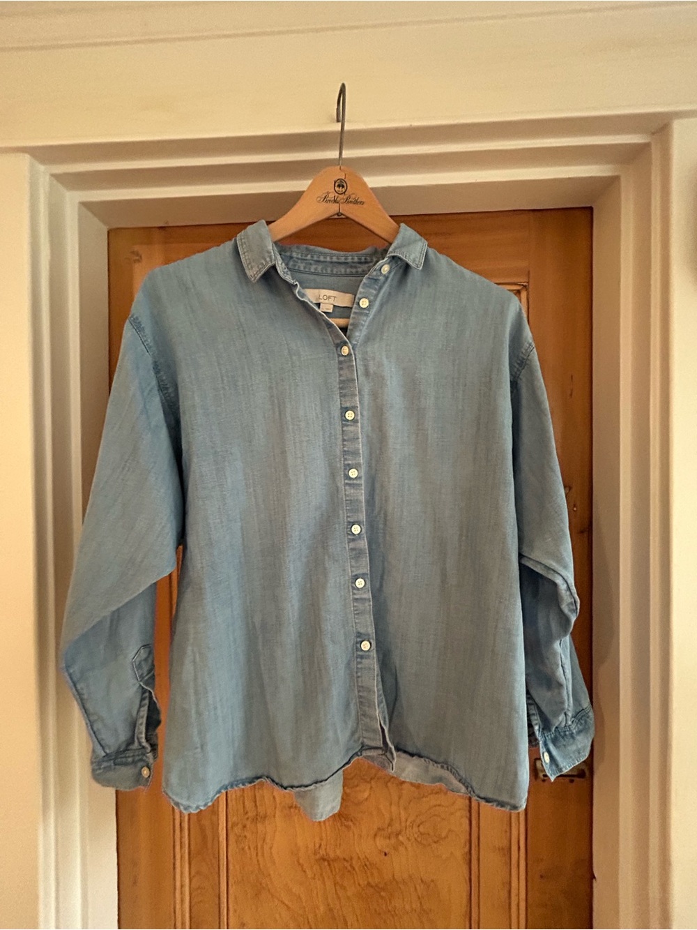 LOFT Light Blue Women's Denim Button-Down Shirt